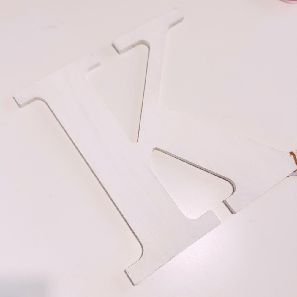 9” Wooden White Painted Letter “K” Initial Monogram Alphabet Name Wall Art MDF